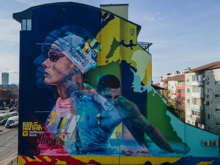 Muralul „Scrie-ți povestea prin sport”, dedicat campionului David Popovici